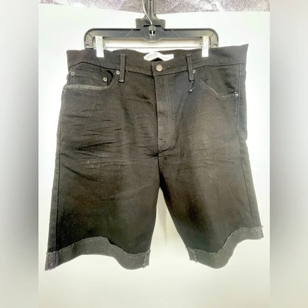 Signature Levi Strauss & Co.‎ Mens Jean Shorts Black Denim Size 36